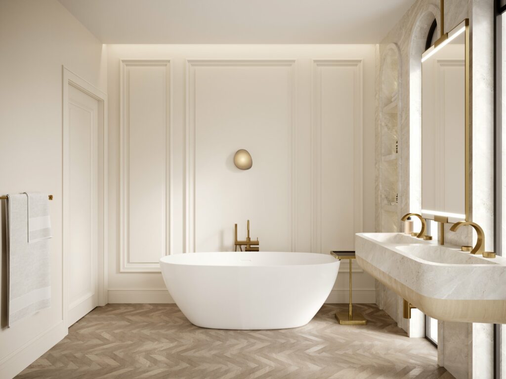Situated atop the house, these spaces exude elegance and gracefulness, with exquisite detailing reflecting the purity of the magnolia.