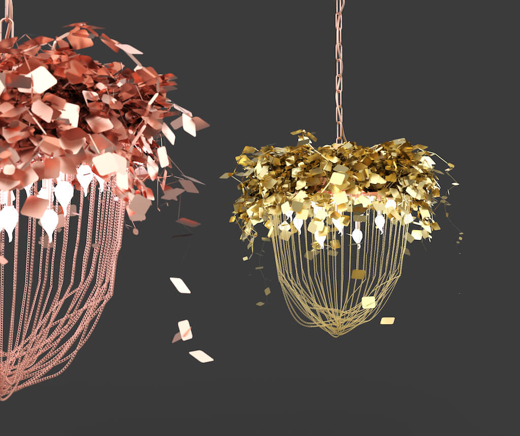 "Queen of Acorns Chandelier" by Nima Bavardi & Siavash Sufinejad, 2020
Photo credit: Villasufia
