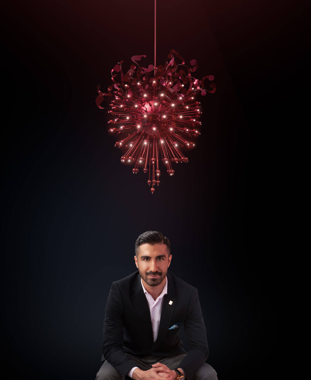 "Strawberry Chandelier" by Nima Bavardi & Siavash Sufinejad, 2020
Photo credit: Villasufia